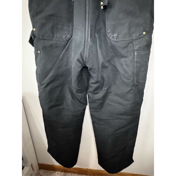 Carhartt Men Quilted Leg Lined Warm Bib Overalls Black Biberalls 40 x 29 - Picture 6 of 15